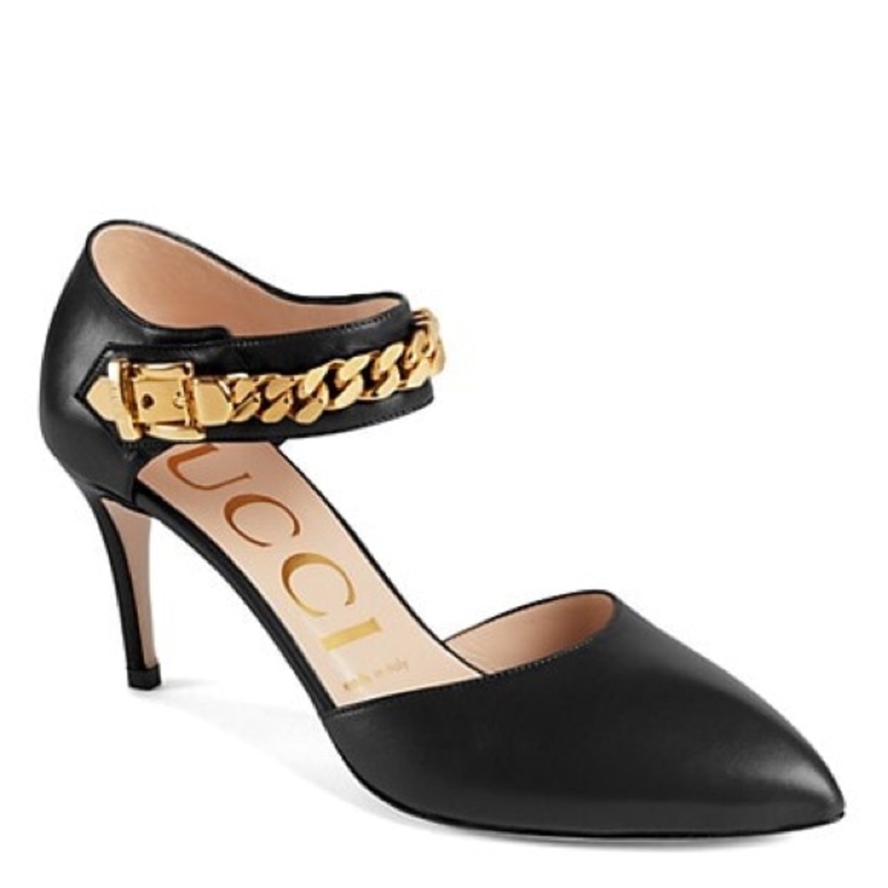 New in Box Gucci Sylvie Chain Pump in Black Size 38.5 8.5